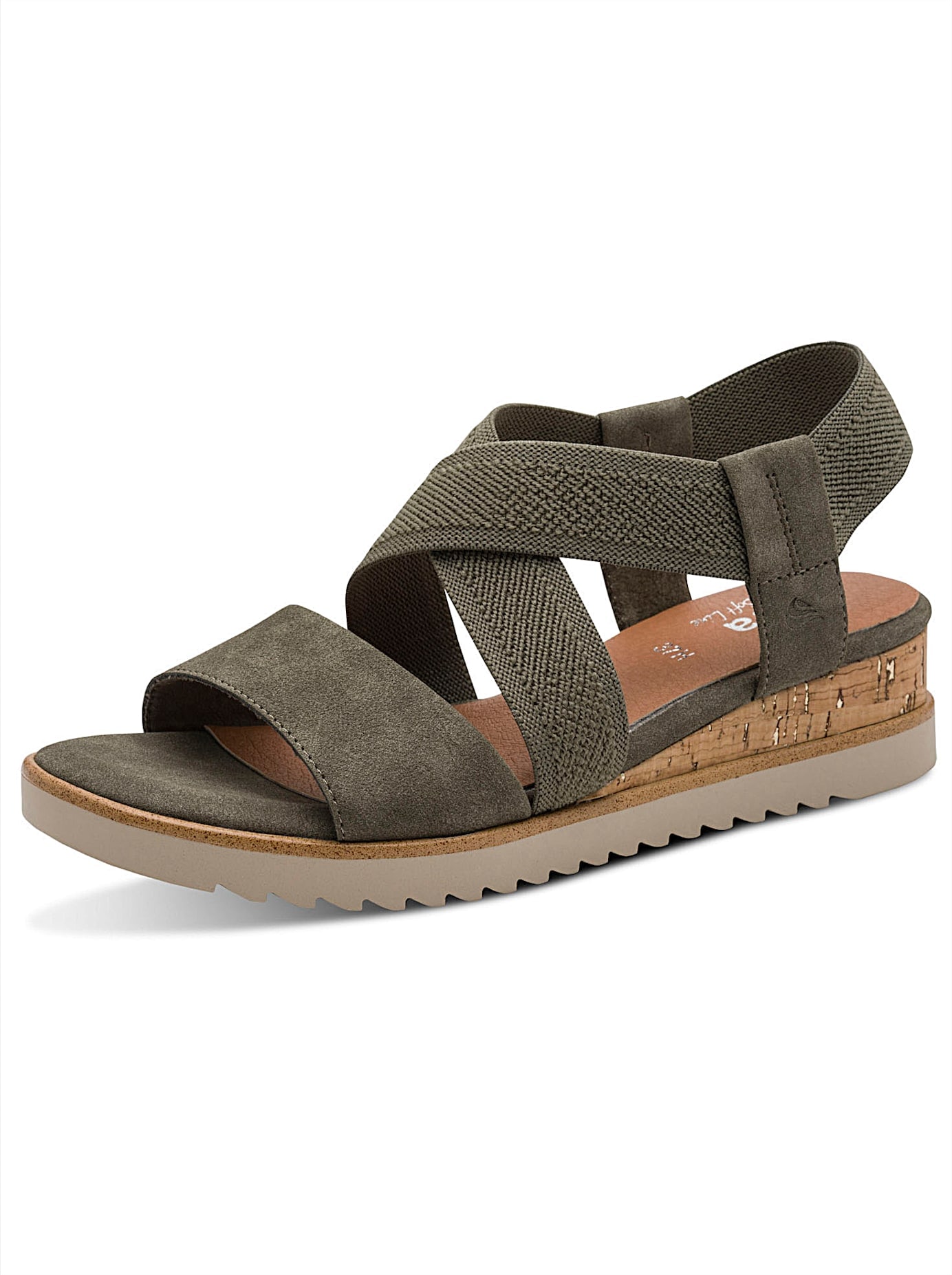 Sandalette JANA, Damen, Gr. 40, khaki, Lederimitat, Schuhe Sandalette