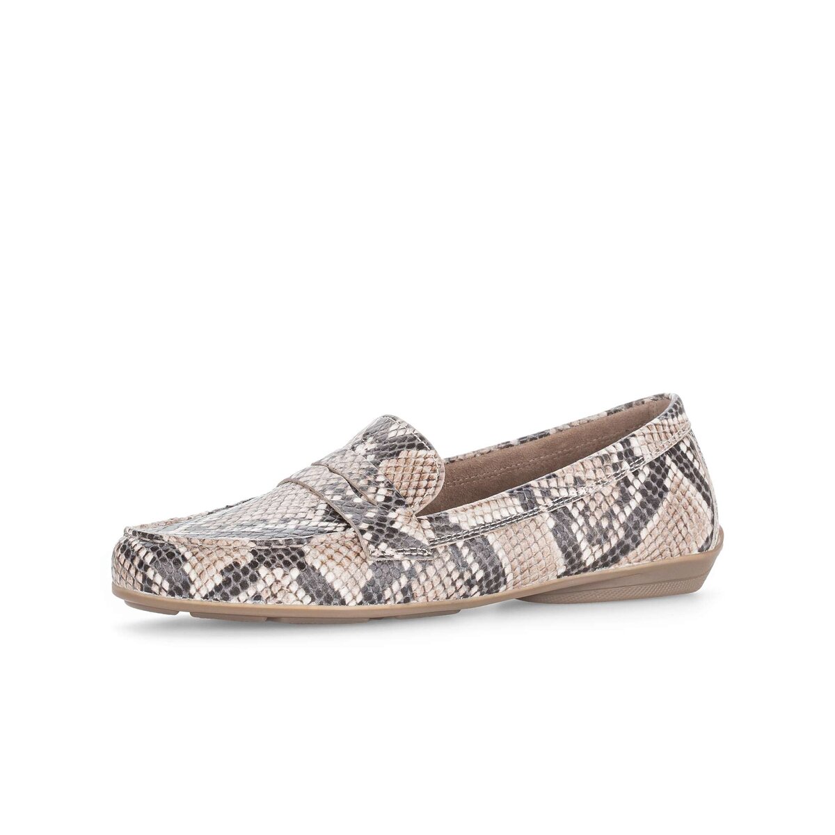 Mokassin GABOR "Mokassin Effektleder", Damen, Gr. 38,5, beige, Schuhe Mokassin