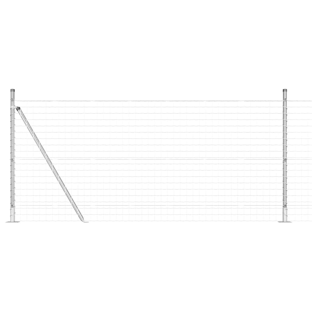 vidaXL Zaun mit Pfosten Silber 0,8 x 10 m Stahl Image