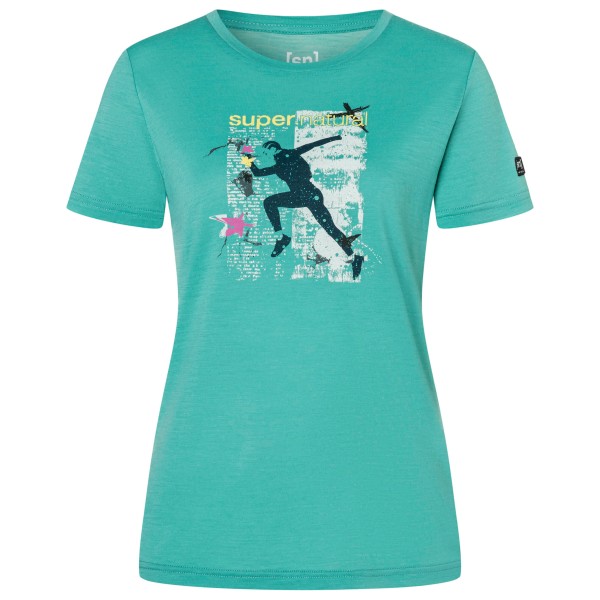 super.natural - Women's Running Art Tee - Merinoshirt Gr XL grün/ various