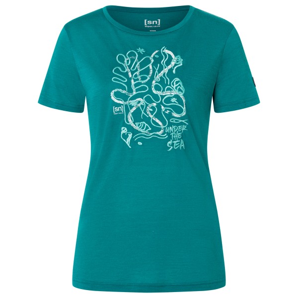 super.natural - Women's Under The Sea Tee - Merinoshirt Gr S pacific /grün