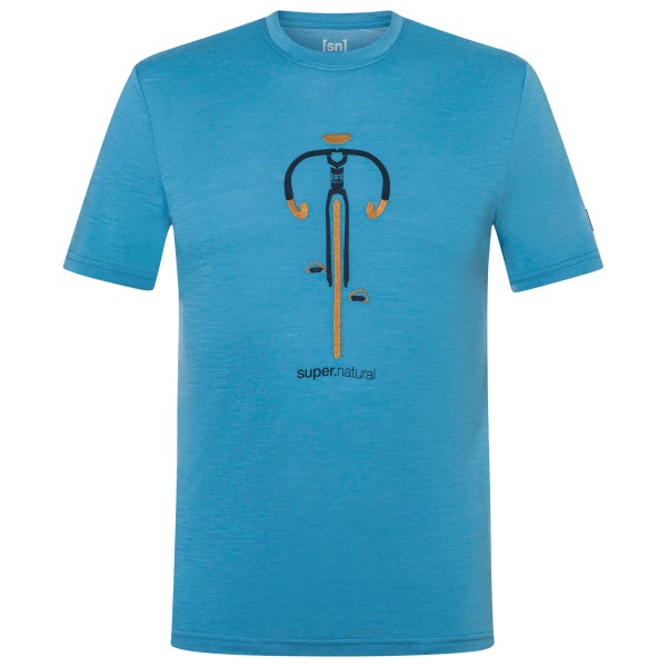 super.natural - Vintage Bike Tee - Merinoshirt Gr 48/50 - M blau