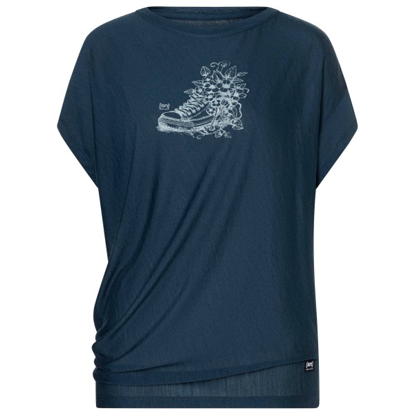 super.natural - Women's Flower Sneakers Loose Tee - Merinoshirt Gr L blau