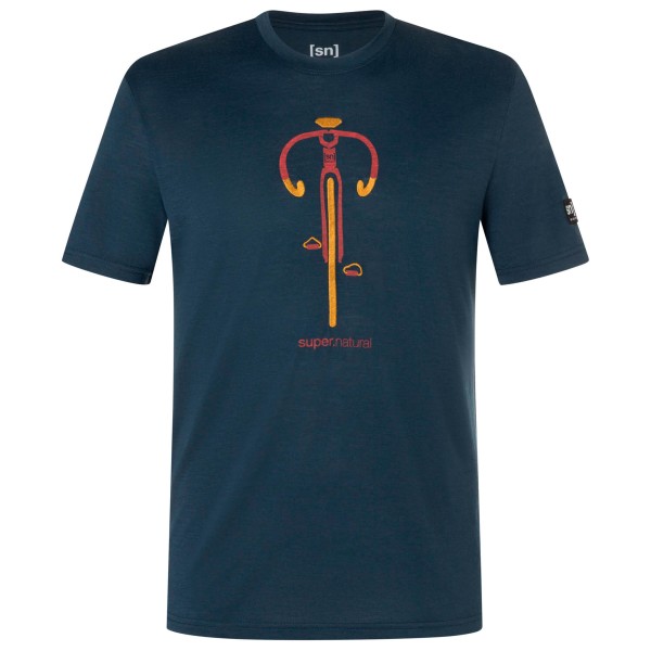 super.natural - Vintage Bike Tee - Merinoshirt Gr 48/50 - M blau