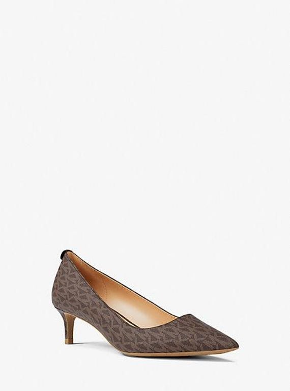 Alina Flex Signature Logo Kitten Heel Pump - Brown - Michael Kors Heels