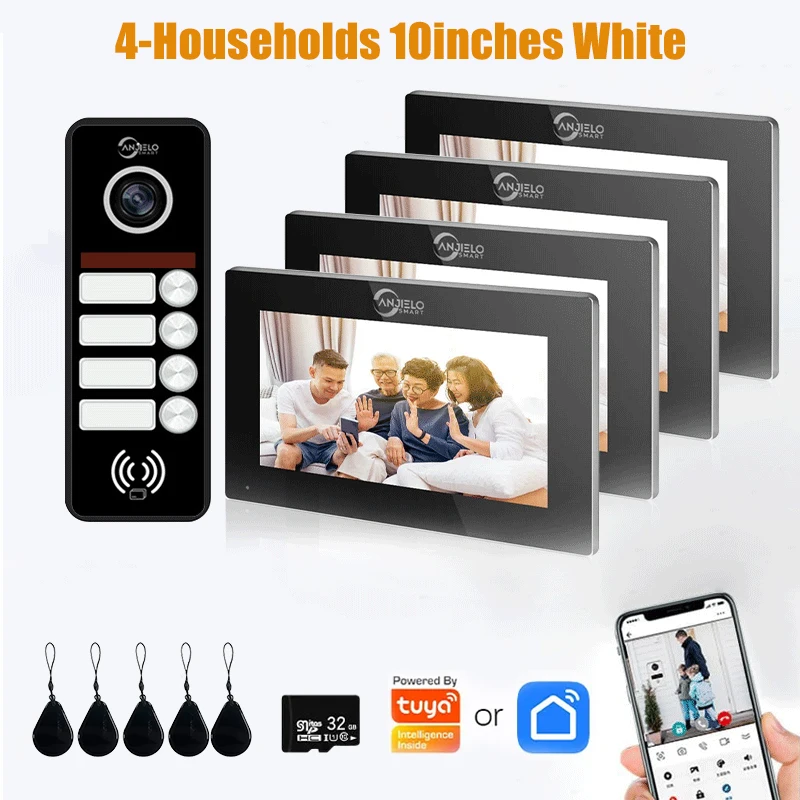 ANJIELO Smart Home Tuya Wifi 1080P Video-Türklingel mit 7/10-Zoll-Touchscreen, unabhängigen Tasten und Außenkamera Image