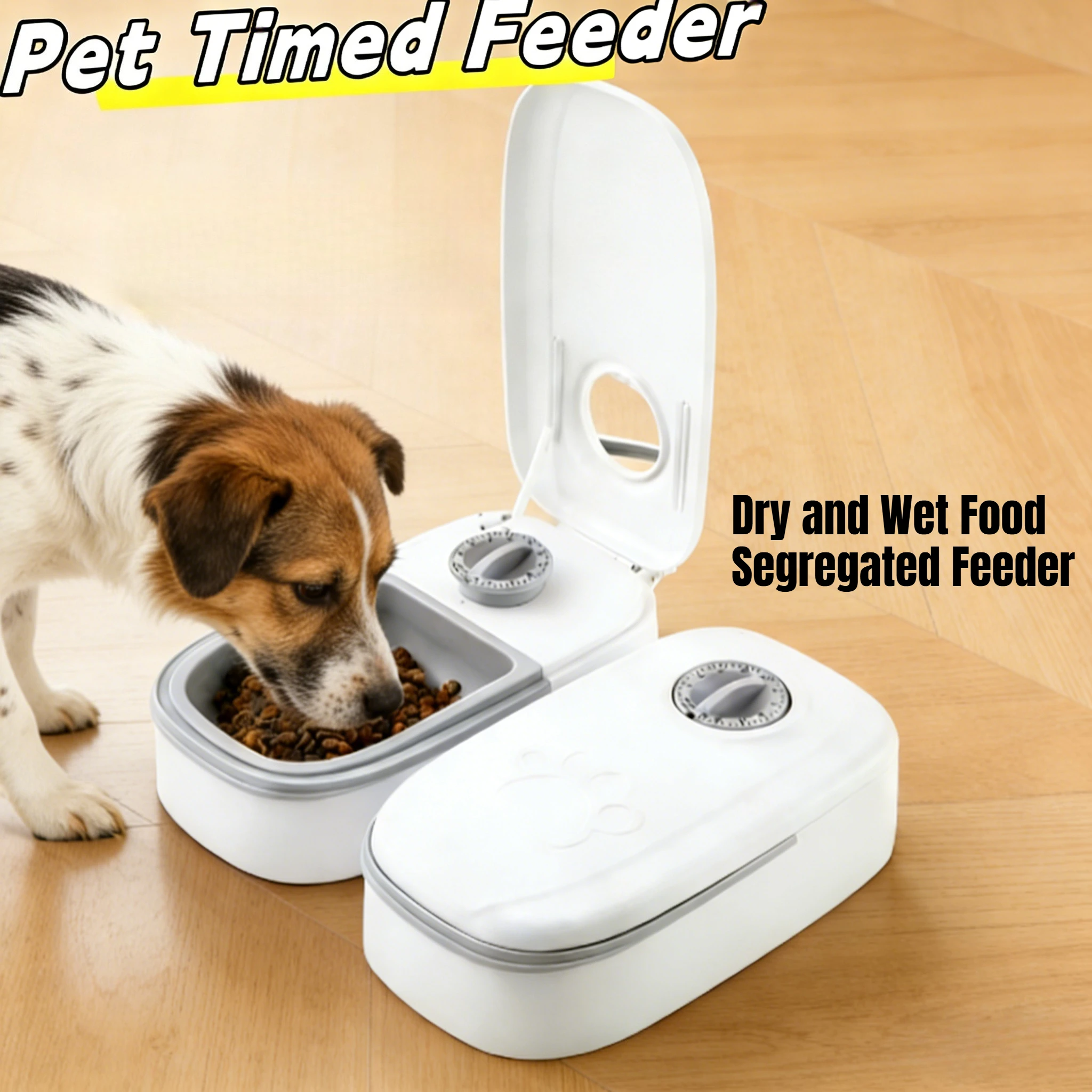 Mangeoire intelligente pour animaux de compagnie, distributeur automatique de nourriture pour chien et chat avec double bols, aliments secs et humides, Compatible avec 2 repas, calendrier chronométré,