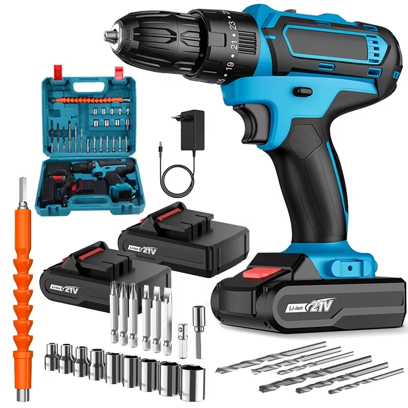 Trapano Avvitatore a Percussione a Batteria 21V, Cacciavite Multifunzione, Velocità 1350rpm, Trapano Elettrico Portatile, Utensile Elettrico con Batteria al Litio Ricaricabile