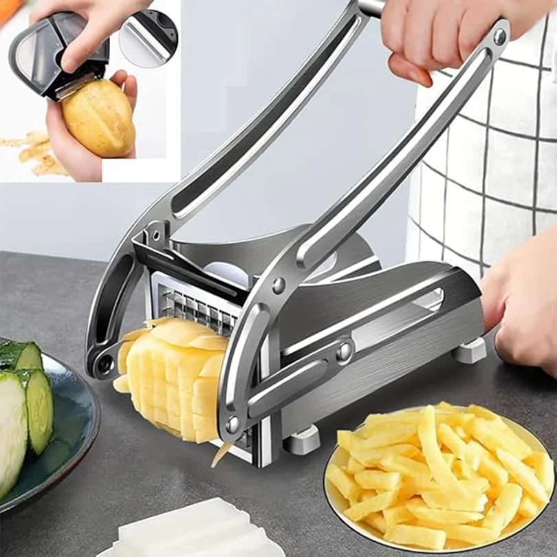 Pommes-Frites-Schneider aus Edelstahl, Kartoffelhacker, multifunktionaler manueller Schneider, perfekt zum Schneiden von Kartoffeln, Gurken und Früchten Image