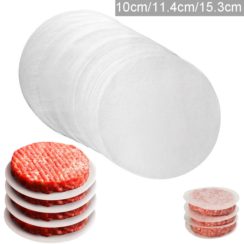 100 Stück 10/11,4/15,3 cm Hamburger-Patty-Papier – Wachspapier zum Separaten gefrorener gepresster Patties – 100 Burger für Burger-Patty-Papier Image