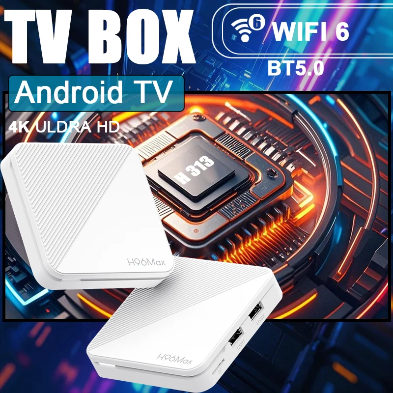 H96 MAX H313 Smart TV Box Android 14 2 GB 8 GB 16 GB Wifi6 BT 4K HD Google Voice Media Player AV1 Set-Top-Box Image