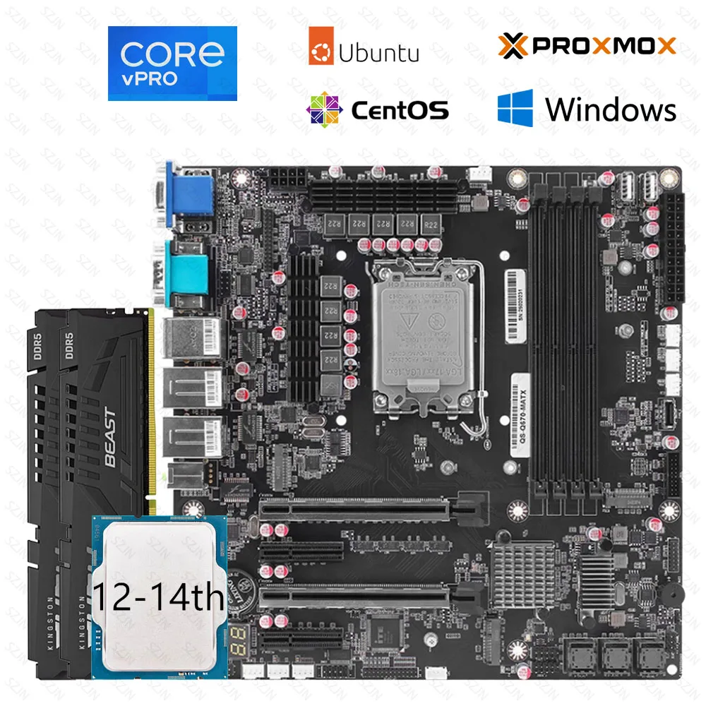 Q670 Motherboard Kit All-in-One-PC NAS-Set mit 12-14. Kern DDR5 max. 128 GB, unterstützt VPro 3*SFF-8643 2*M.2-NVME-Server-Set