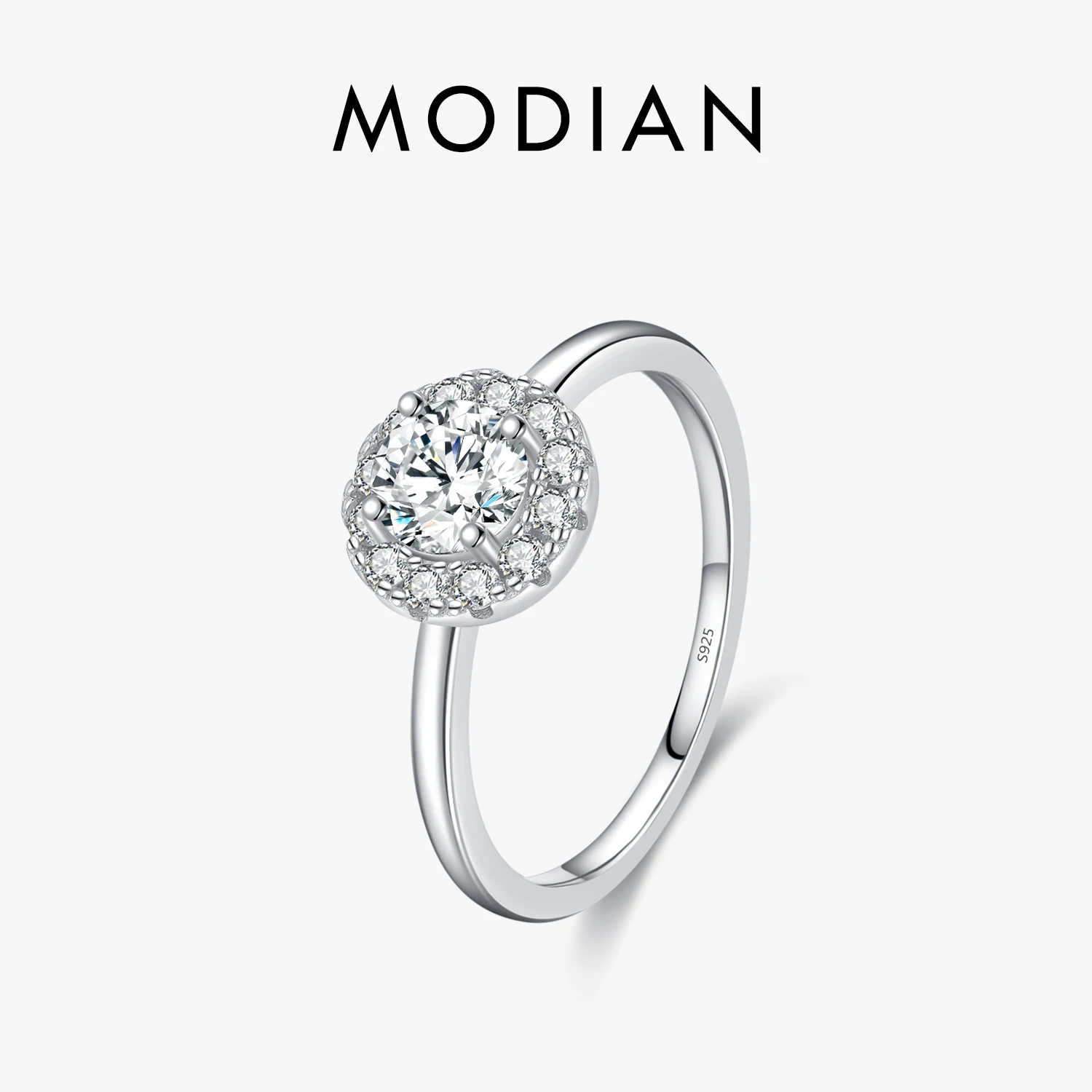 MODIAN 0,5 CT D Farbe VVS1 Runde Moissanit Ring 925 Sterling Silber Ringe Exquisite Hochzeit Schmuck Für Frauen Jahrestag Geschenk Image