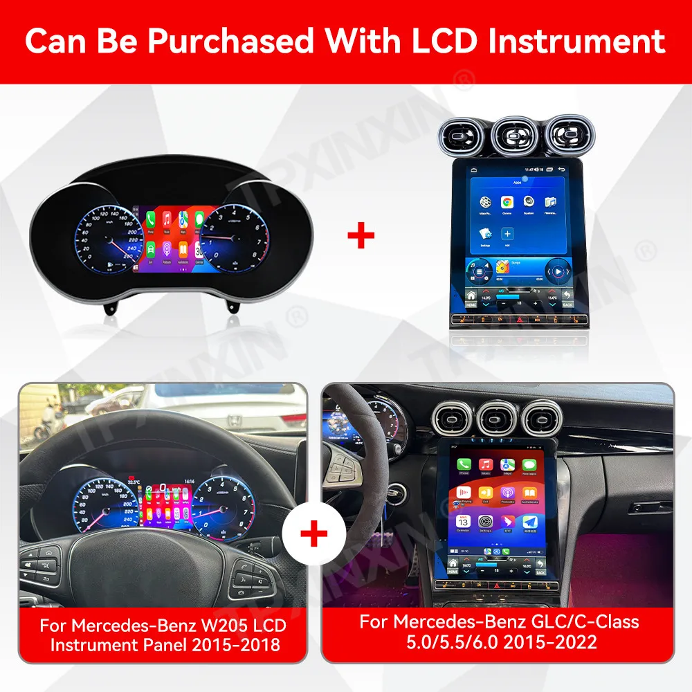 2-teiliges Set Autoradio für Mercedes-Benz GLC C W205 2015-2022 Auto-Armaturenbrett-Video-Player Stereo Auto GPS Carplay-Einheit LCD-Bildschirm Image