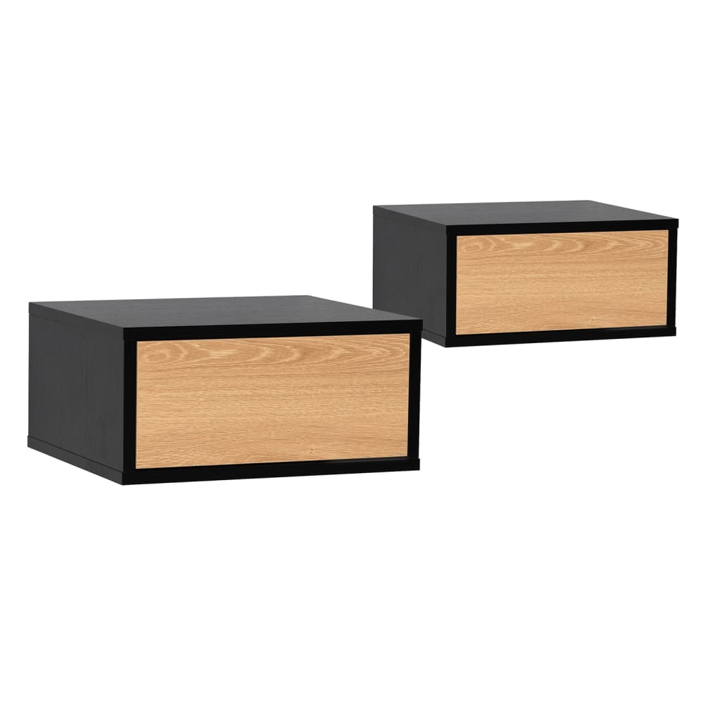 Ensemble 2 tables de chevet flottantes 1 tiroir couleur noir