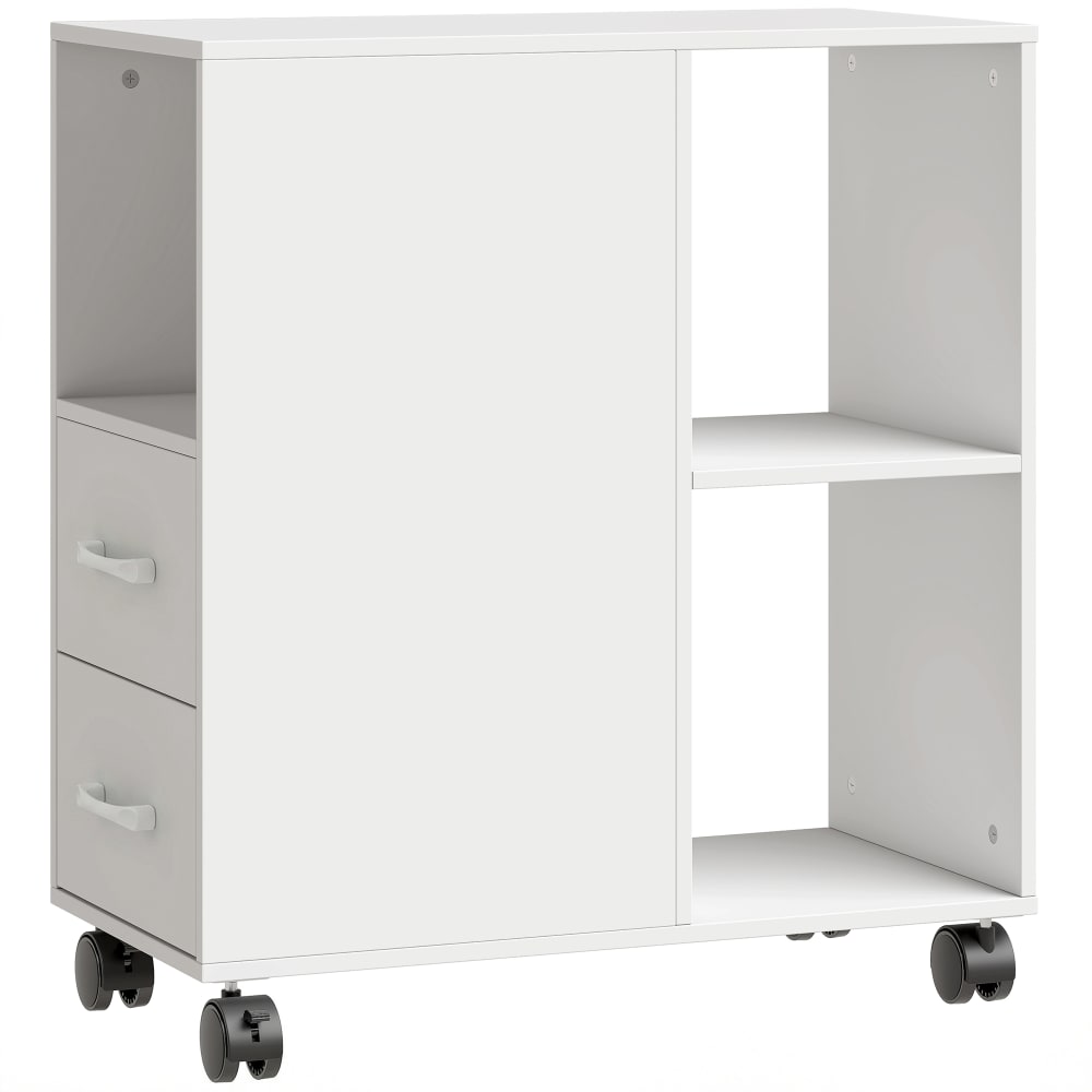 Support d'imprimante avec roulettes panneau de particules blanc