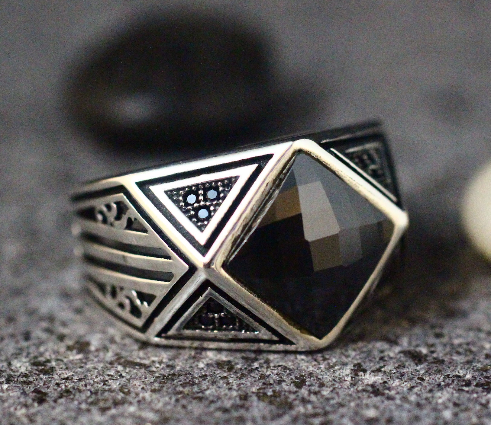 Anello da uomo in argento sterling 925, anello da uomo in onice, anello da uomo in argento, regalo per lui, anello da uomo in argento ottomano 925, an