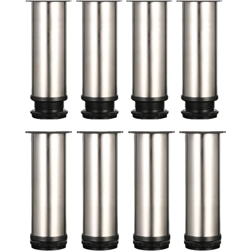 Set Di 8 Gambe Per Mobili, Gambe Regolabili Per Mobili, 15 Cm, Gambe Per Tavoli In Metallo, Gambe Per Letti, Gambe Regolabili Per Tavoli, Gambe Per Divani, Altezza Totale Da 150 Mm A 165 Mm, Acciaio I