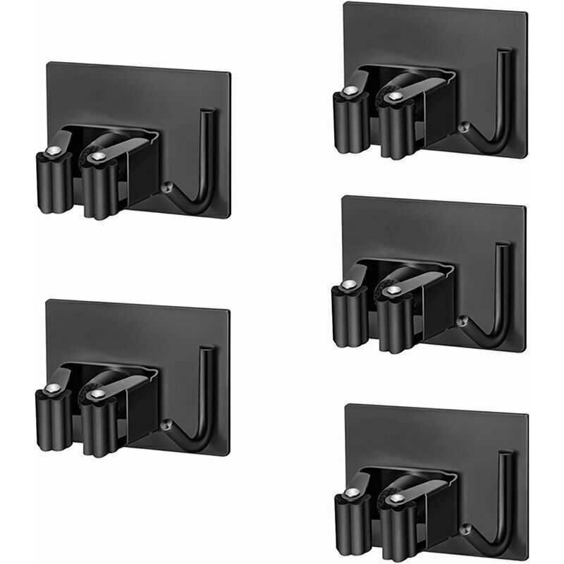 Jalleria - Porta Scopa A Parete, Lre Co. 5 Pezzi Porta Scopa Adesivo A Parete Con Posizione E Gancio, Porta Scopa A Parete Porta Scopa A Parete Senza Foratura Per Cucina, Bagno, Giardino