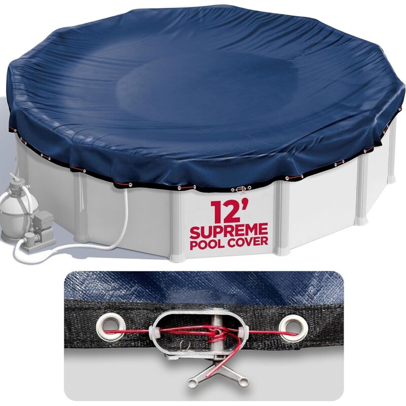 Copertura Per Piscina Rotonda Da 12 Piedi Per Piscine Fuori Terra, Copertura Per Piscina Fuori Terra, Copertura Per Piscina, Copertura Invernale Per Piscina, Tiene Fuori I Detriti, Resistente Al Fredd