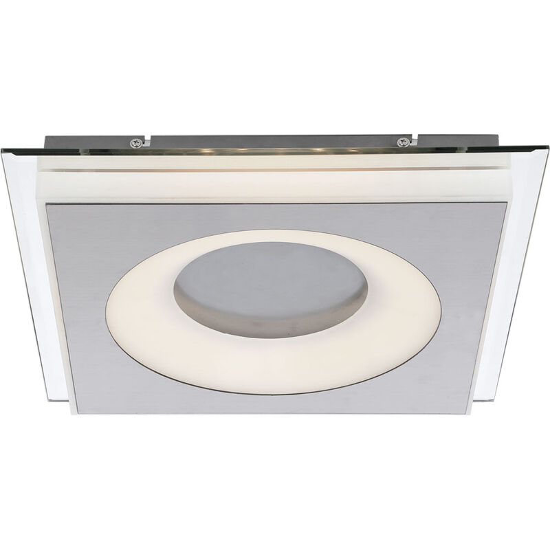 Globo Lighting - Lampada Da Soffitto Lampada Da Soggiorno Lampada Da Sala Da Pranzo Lampada Da Soffitto Da Cucina Lampada Da Camera Da Letto, Metallo Acrilico Specchio Nichel Satinato Opaco, Led 20w 935lm 3000k Bianco