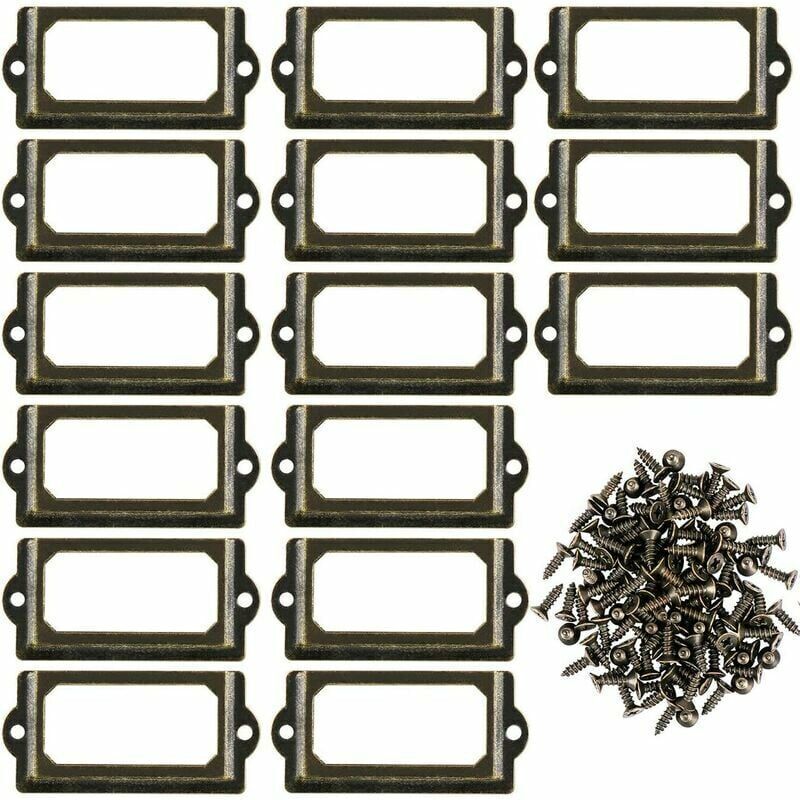 30 Pezzi Porta Etichette In Metallo Per Mobili, Cassetti, Armadi, Targhette Con Viti Per Scrivania, Libreria, Mensola, Bronzo M 70 X 33 Mm