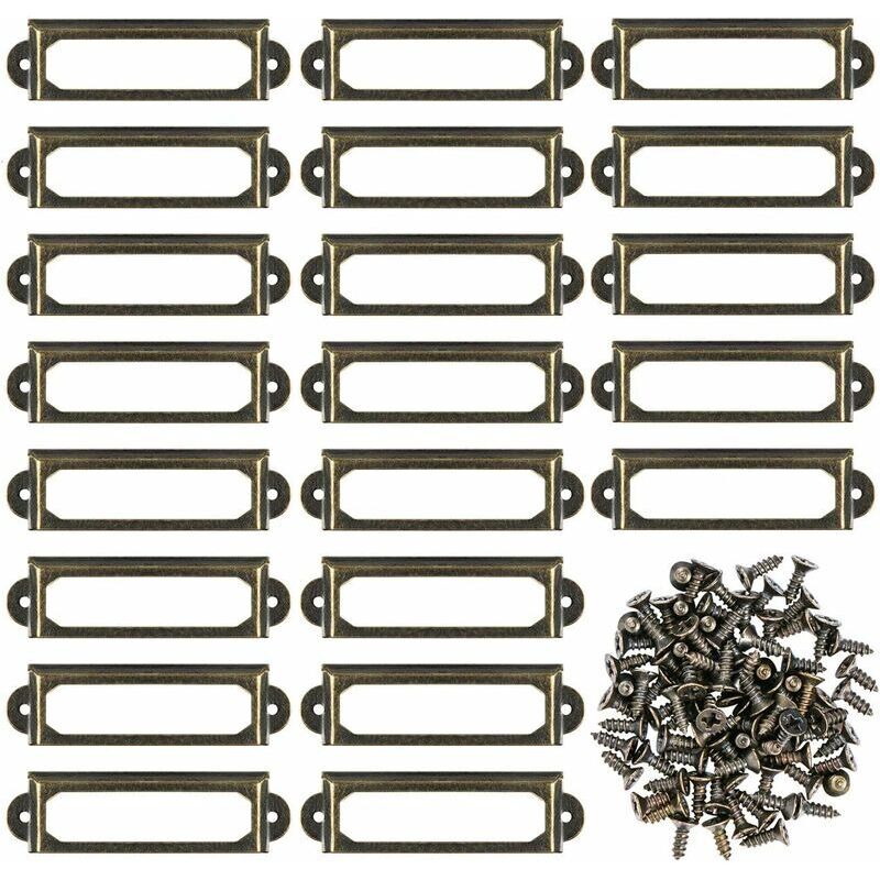 50 Pezzi Porta Etichette In Metallo Con Viti Per Mobili, Cassetti, Armadi, Targhette Per Scrivania, Librerie, Ripiani - Bronzo (s-59 X 17 Mm) H195
