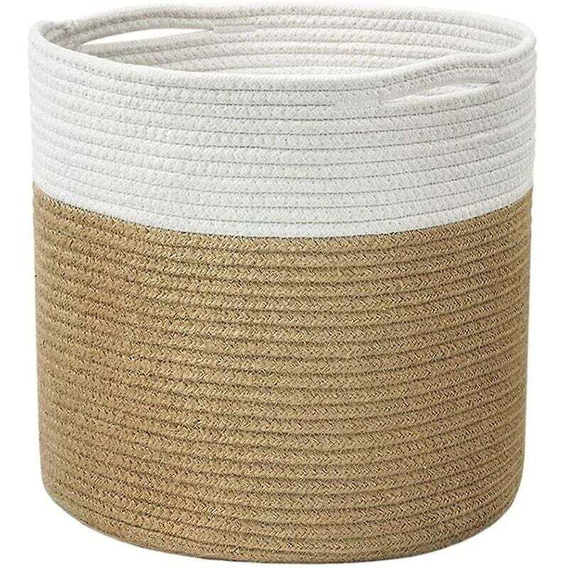 Cesto In Corda Di Cotone, Cesto Per Piante In Corda Di Cotone Intrecciata, Cesto Portaoggetti Intrecciato, Cesto Portabiancheria Pieghevole Con Manici Per Giocattoli, Cesto Portaoggetti In Corda Di Co