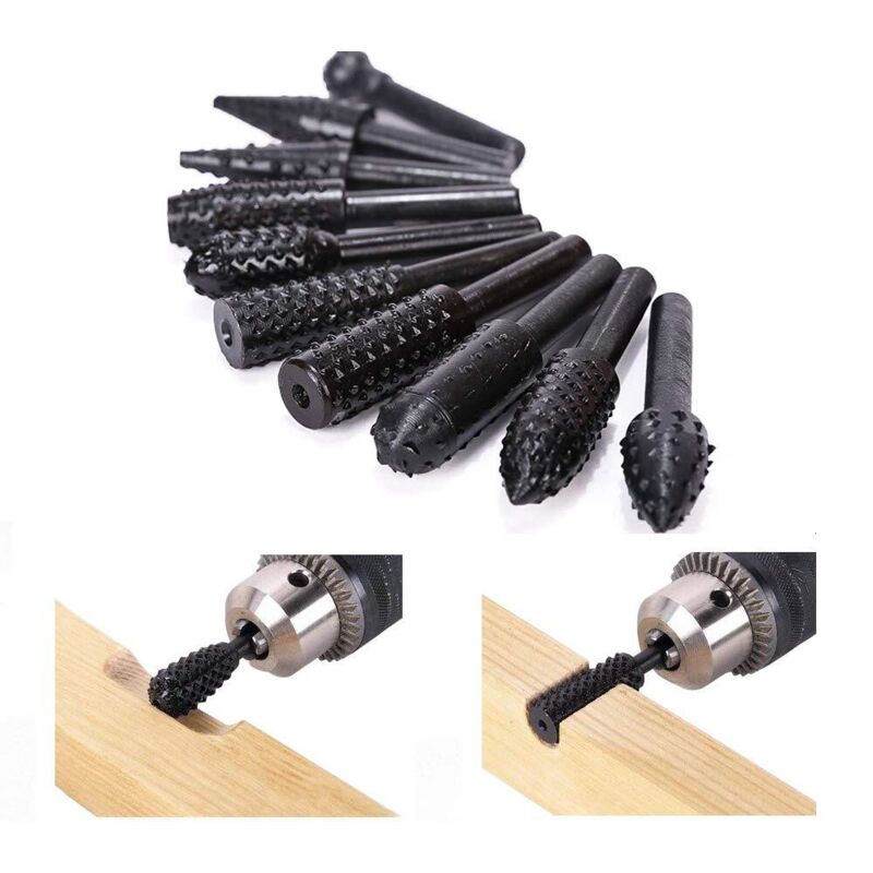 10 Pezzi Punte Elicoidali Per Legno Lime Per Legno Punte Per Trapano Raspa 6,3 Mm (1/4") Gambo Utensili Elettrici Per Lavorazione Del Legno Raspa A Forma Di Scalpello Testa Di Rettifica Rotante