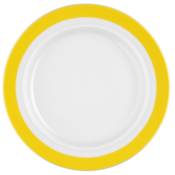 Esmeyer 6 x Seltmann Teller flach 25,5 cm, Form: Vitalis, Dekor: 34928 gelbes Band Image