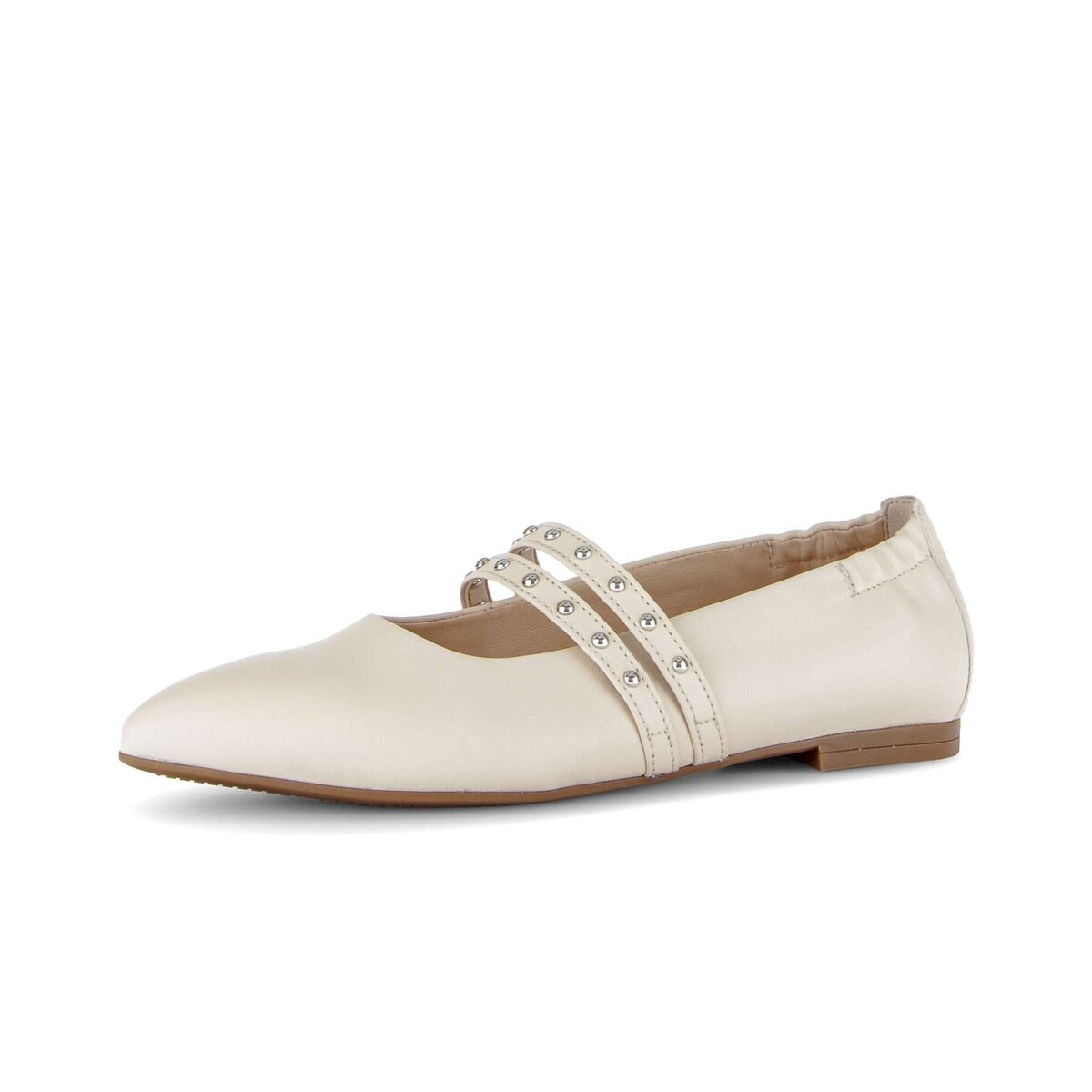 Ballerina GABOR "Eleganter Ballerina Glattleder", Damen, Gr. 40, beige, Schuhe Ballerina