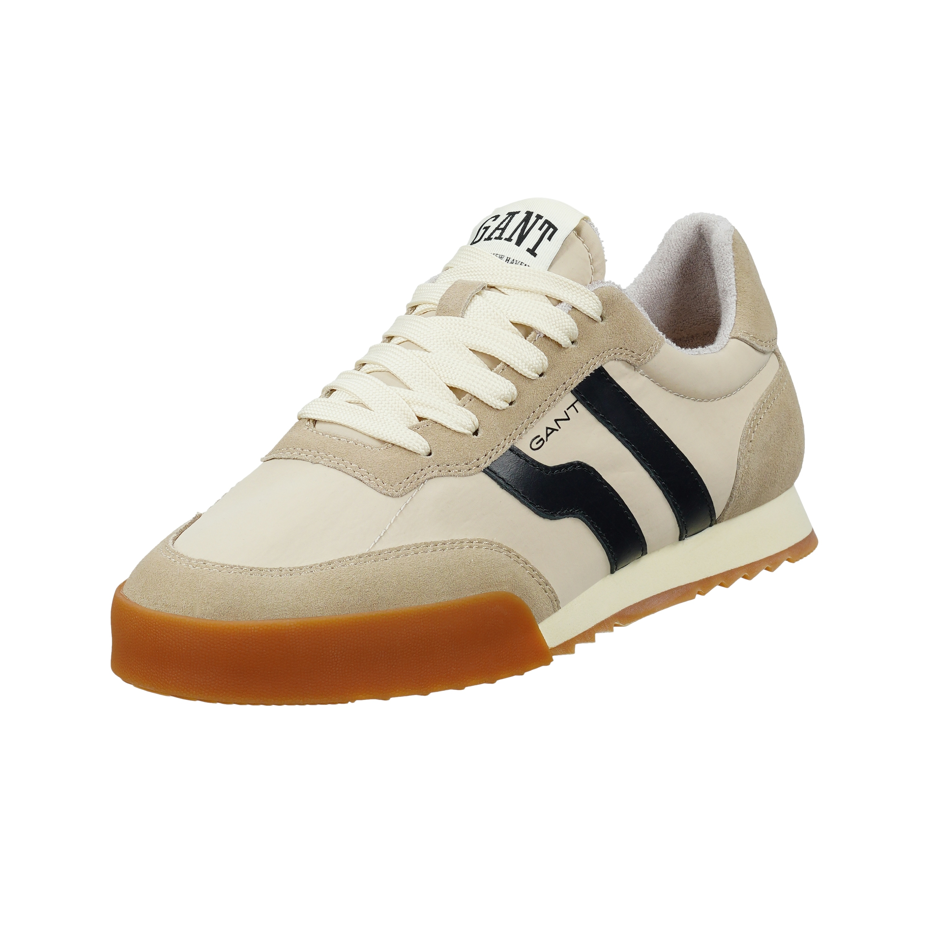 Sneaker GANT "Baylle", Herren, Gr. 42, beige, Nylon, Veloursleder, kontrastfarbene Details, Schuhe Sneaker, Retro Sneaker, Schnürschuh mit modischer Gummilaufsohle