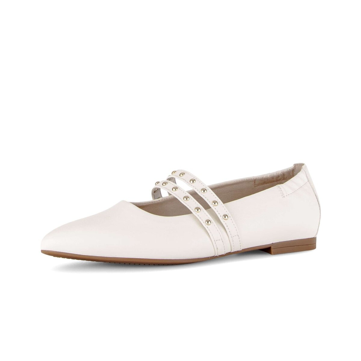 Ballerina GABOR "Eleganter Ballerina Glattleder", Damen, Gr. 44, creme, Schuhe Ballerina