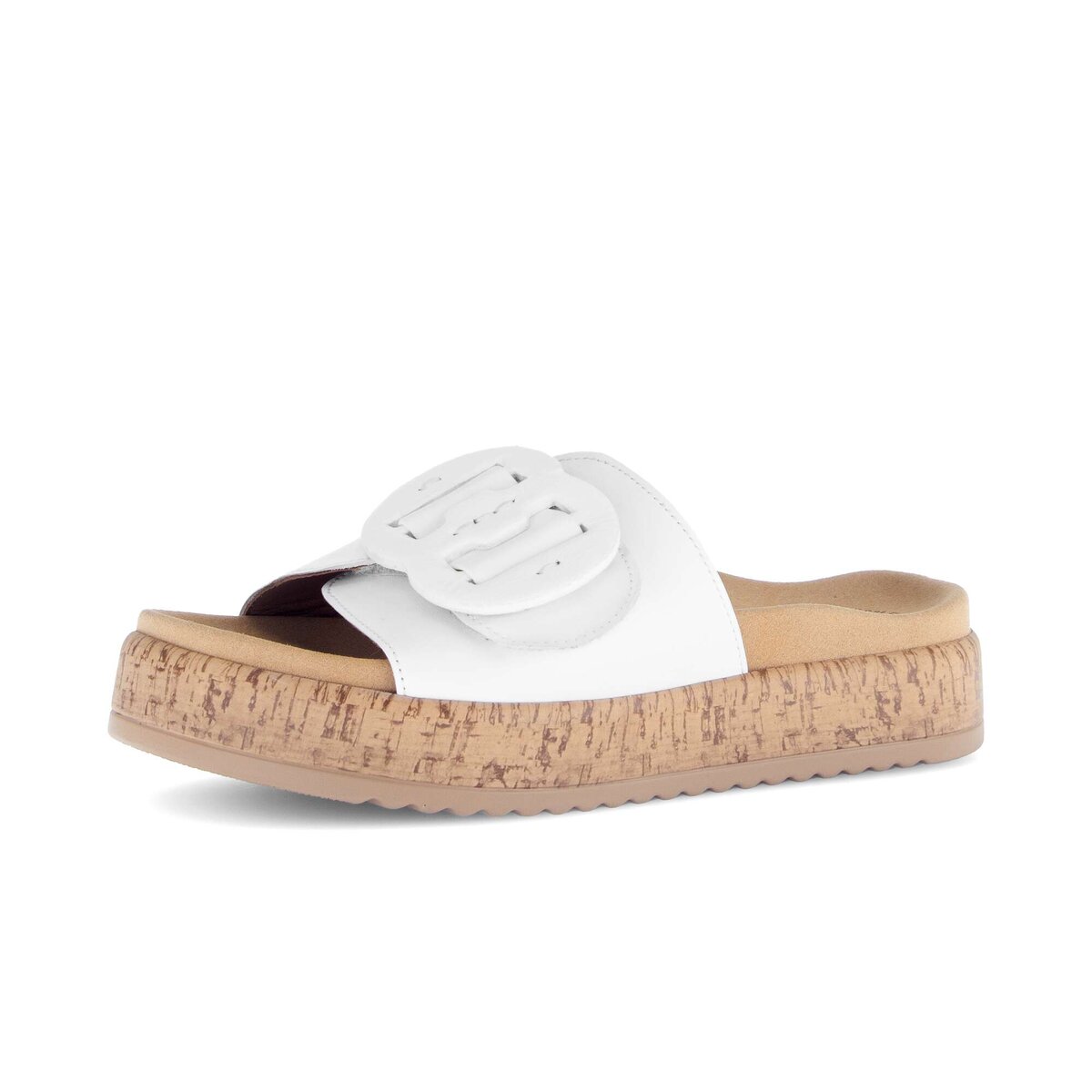 Pantolette GABOR "Pantolette Materialmix Leder", Damen, Gr. 38, weiß, Schuhe Pantolette