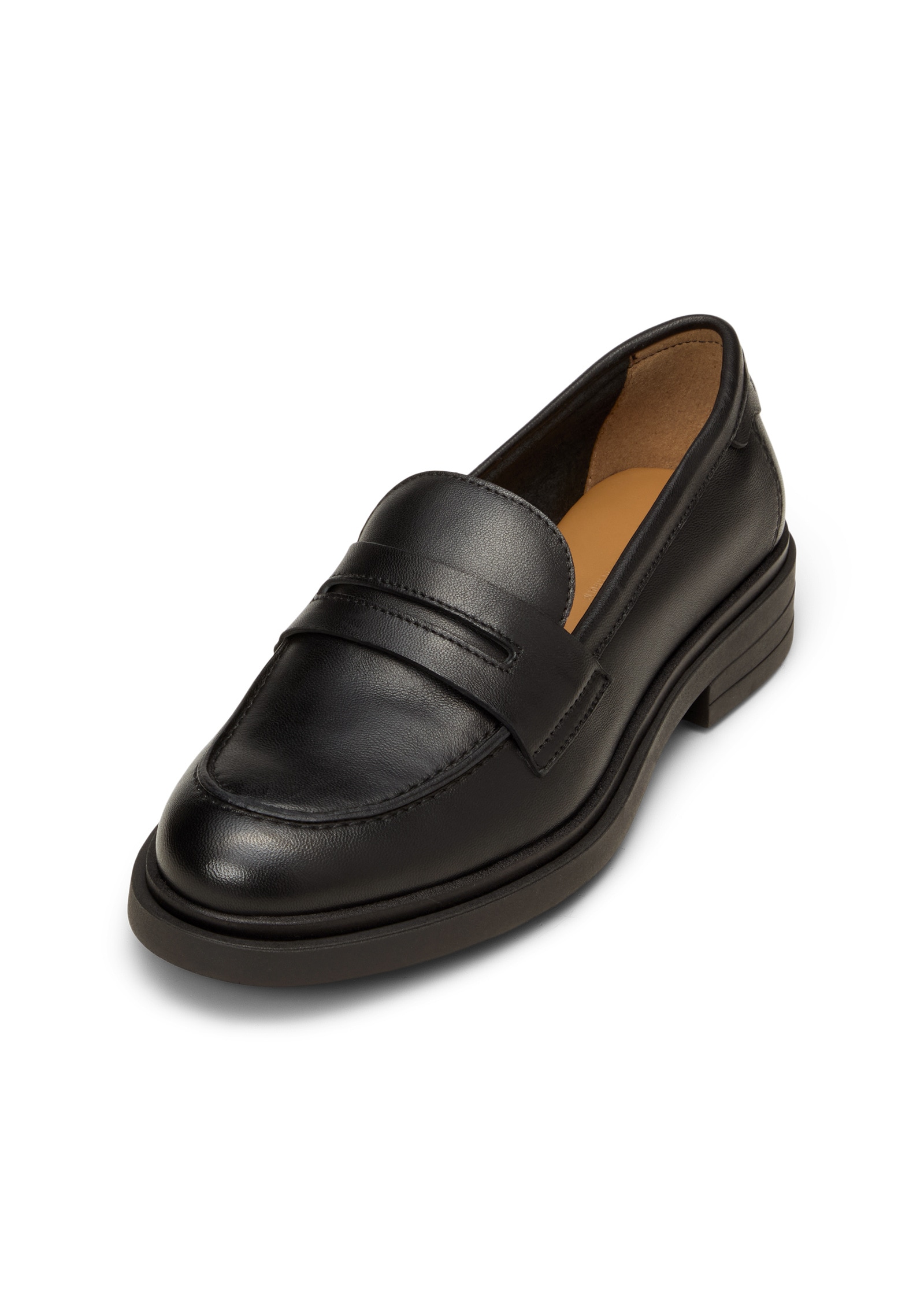 Loafer MARC O'POLO "aus edlem Rindleder", Damen, Gr. 38, schwarz, Obermaterial: 100% Leder (Rind), unifarben, Schuhe Loafer