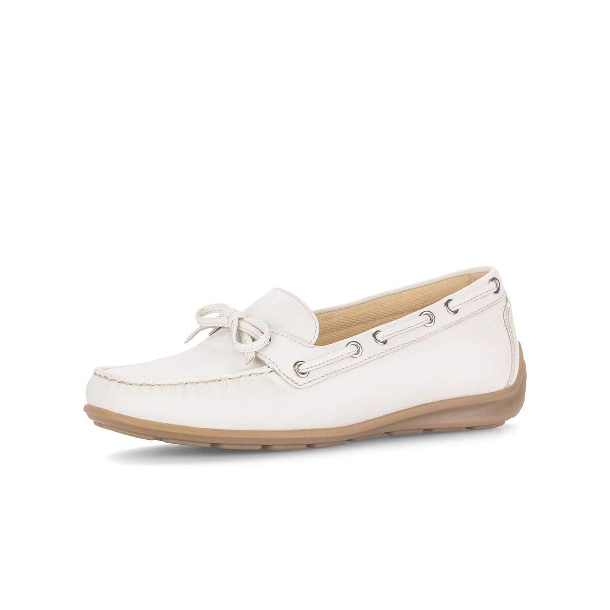 Mokassin GABOR "Mokassin Glattleder", Damen, Gr. 42, weiß, Schuhe Mokassin