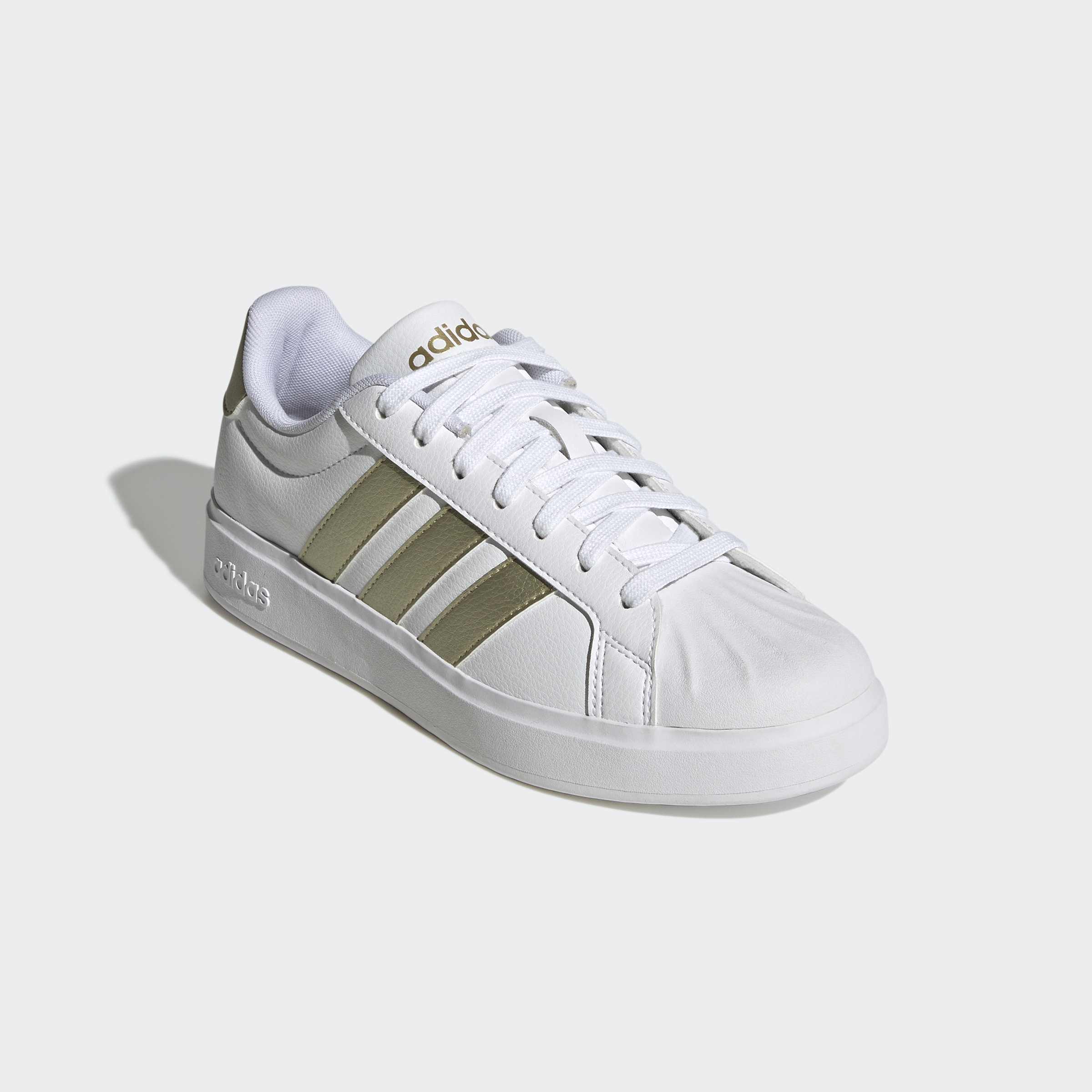 Sneaker ADIDAS SPORTSWEAR "STREETTALK", Damen, Gr. 40,5, cloud weiß, gold metallic, cloud weiß, Synthetik, Schuhe Sneaker, inspiriert vom Design des adidas Superstar