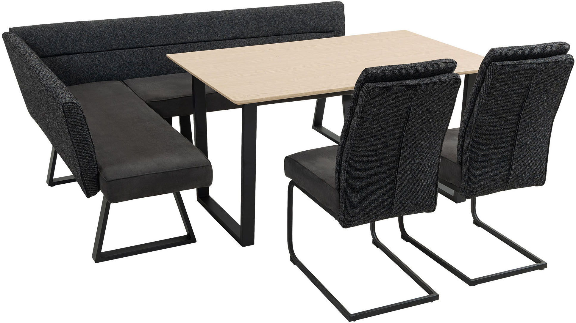 Eckbankgruppe DUO COLLECTION "Eckbankgruppe Alena & Marga & Nala", anthrazit, anthrazit, schwarz, Microfaser Webstoff, Sitzmöbel-Sets, Eckbankgruppe, Taschenfederkern Image