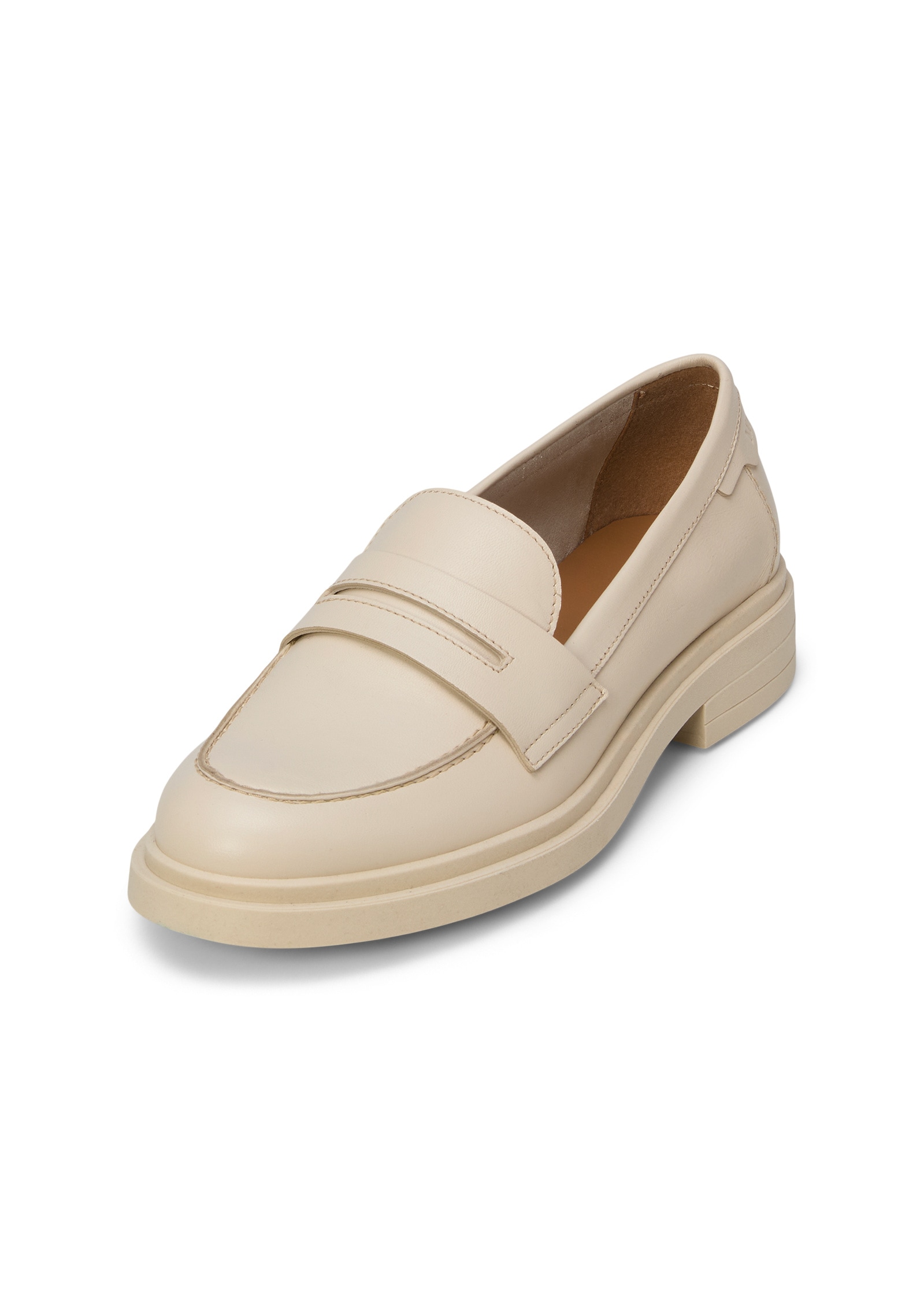 Loafer MARC O'POLO "aus edlem Rindleder", Damen, Gr. 37, natural cotton, Obermaterial: 100% Leder (Rind), unifarben, Schuhe Loafer