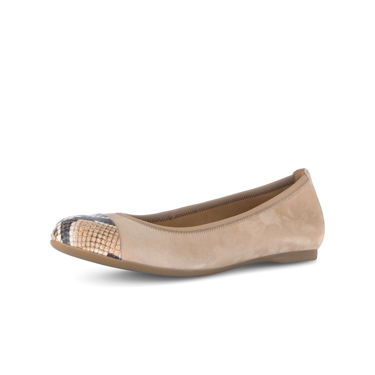 Ballerina GABOR "Eleganter Ballerina Rauleder", Damen, Gr. 38, beige, Schuhe Ballerina