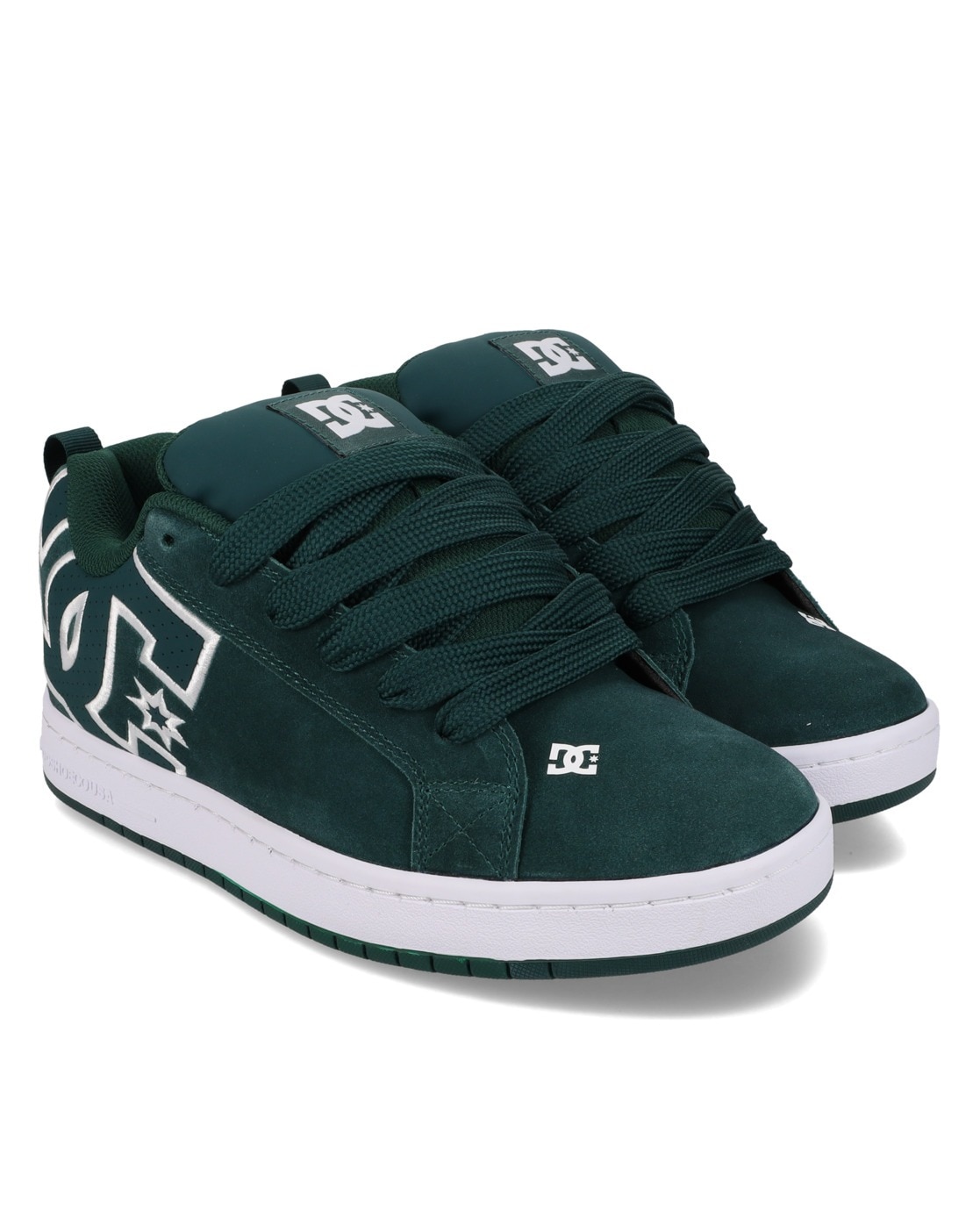 Sneaker DC SHOES "Court Graffik", Herren, Gr. 12(46), dunkelgrün, weiß, Obermaterial:Obermaterial: Leder (Kuh) / Futter: Textil / Außensohle: Gummi;, Schuhe Sneaker