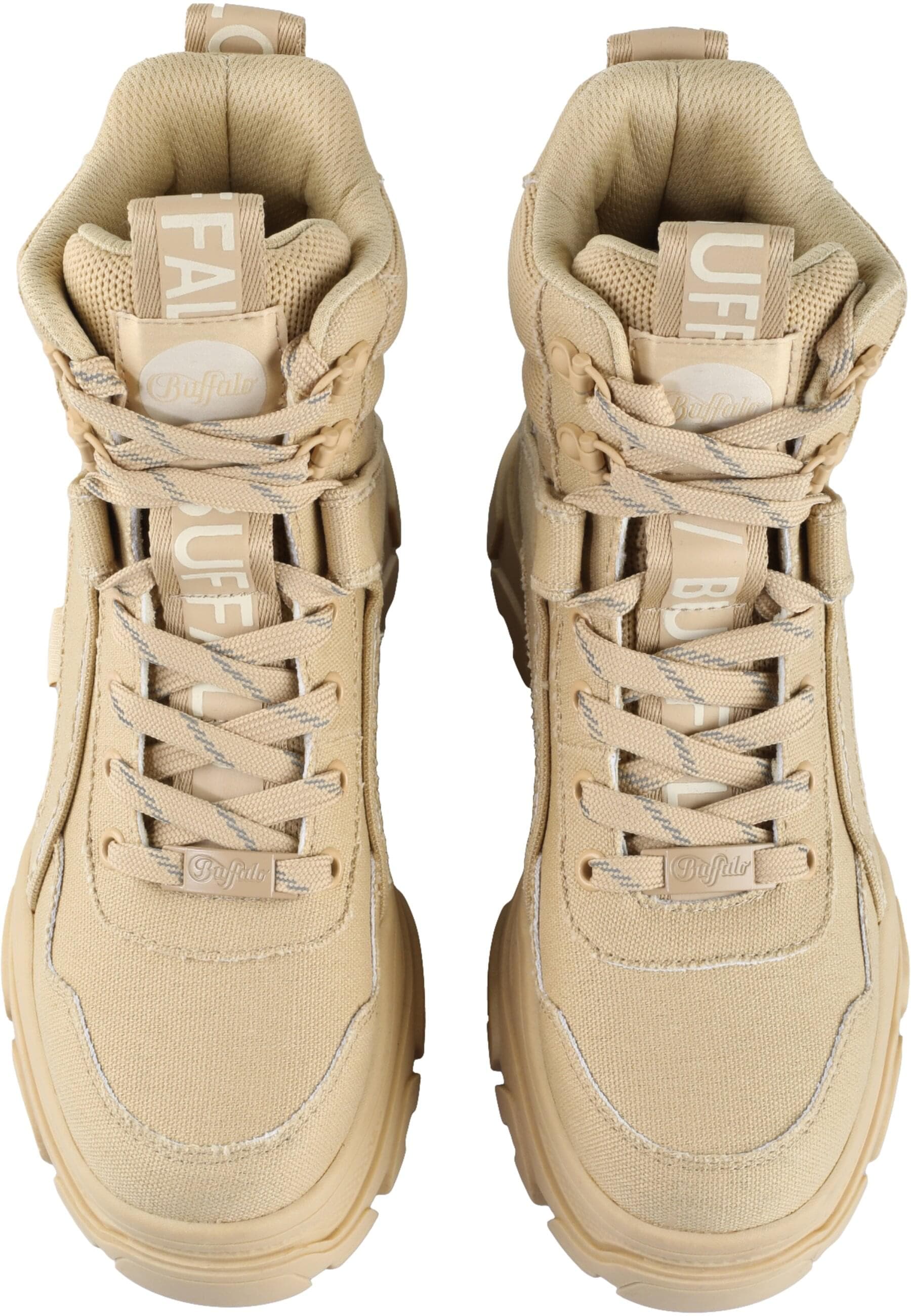 Stiefel BUFFALO "Buffalo VENOM MID", Damen, Gr. 37, cream, Baumwolle, unifarben, Schuhe Stiefel