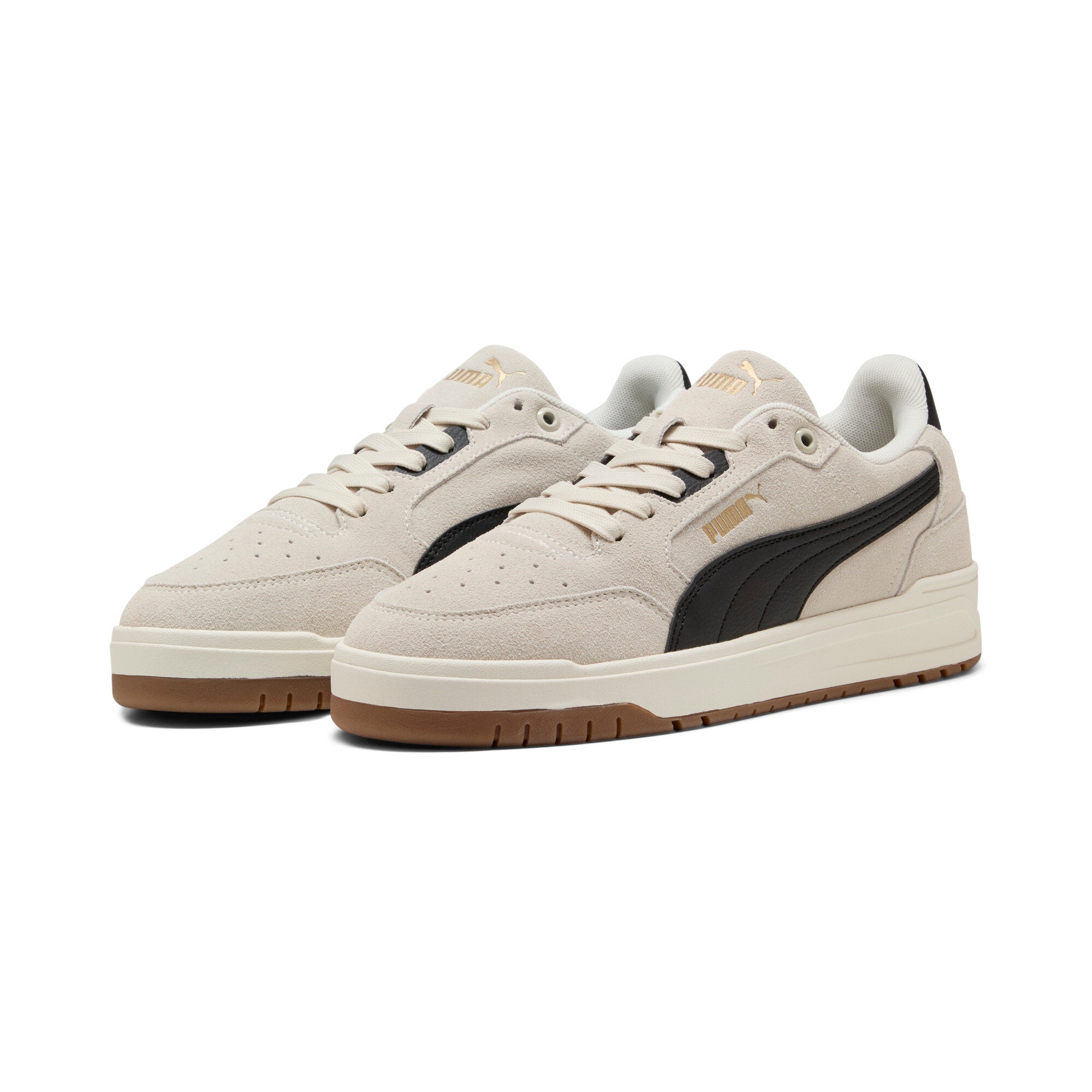 Sneaker PUMA "SHUFFLE DOWNTOWN SD", Damen, Gr. 41, vapor gray, puma schwarz, puma gold, Leder, Schuhe Sneaker