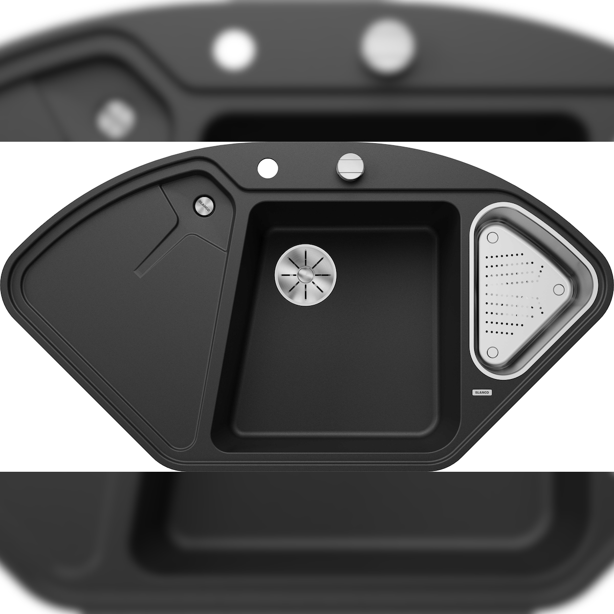 BLANCO GmbH + Co KG BLANCODELTA II-F Einbauspüle SILGRANIT schwarz ab 80 cm Excenter Image