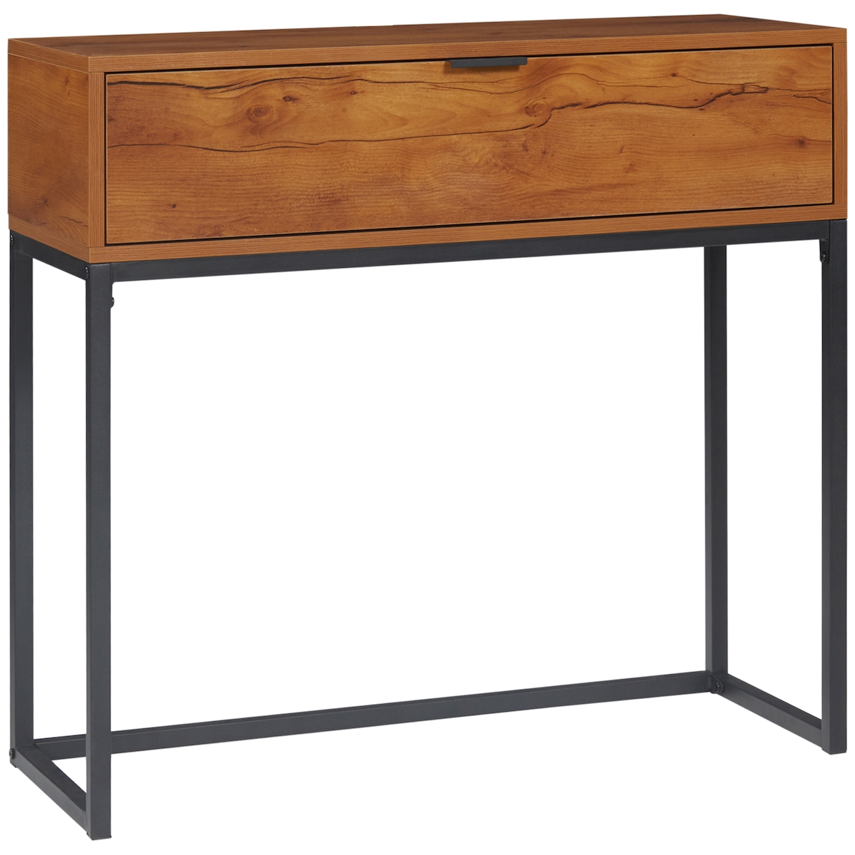STILVORA Konsolentisch 80x30x76 cm mit Schublade Naturholzoptik+Schwarz, Industriedesign für Flur Wohnzimmer Schlafzimmer, Holzwerkstoff und Metall Image