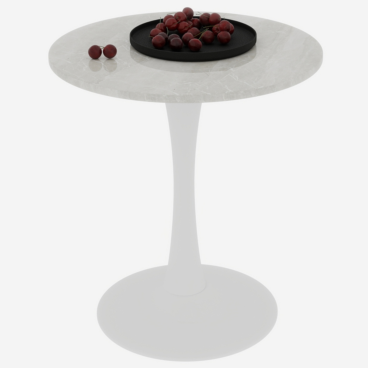 STILVORA Beistelltisch Couchtisch Weiß 72x70x70 cm runde Kunstmarmor Platte mit Maserung, hohe Beine,modernes minimalistisches Design für Wohnzimmer Essbereich Image