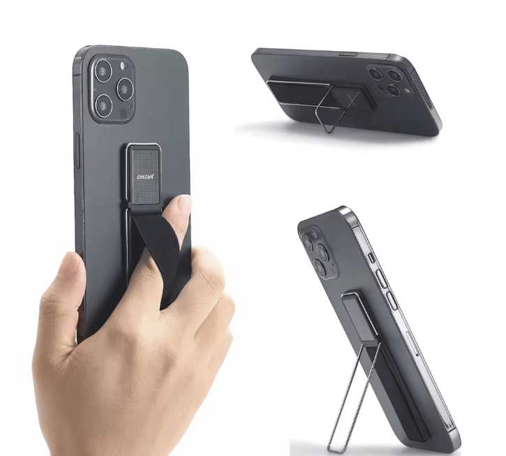 Elastic Phone Grip Strap With Kickstand Adhesive Finger Holder blue