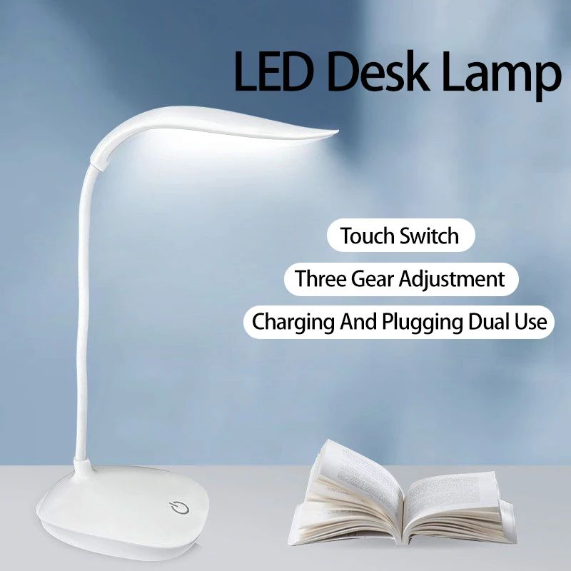 Portable USB Rechargeable LED Reading Desk Lamp, Touch Dimmable Eye Care Table Light For Study Room Office Bedroom clip Upgrade