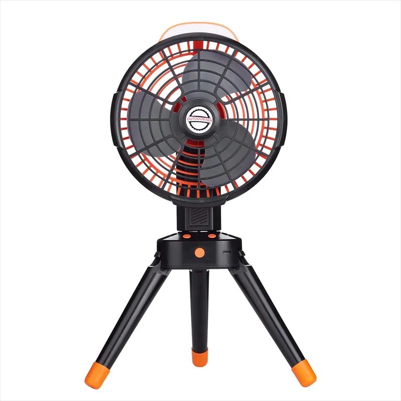 Rechargeable Camping Fan With Foldable Tripod, 270 Auto Rotation & LED Light Rechargeable Camping Fan With Foldable Tripod, 270 Auto Rotation & LED Light