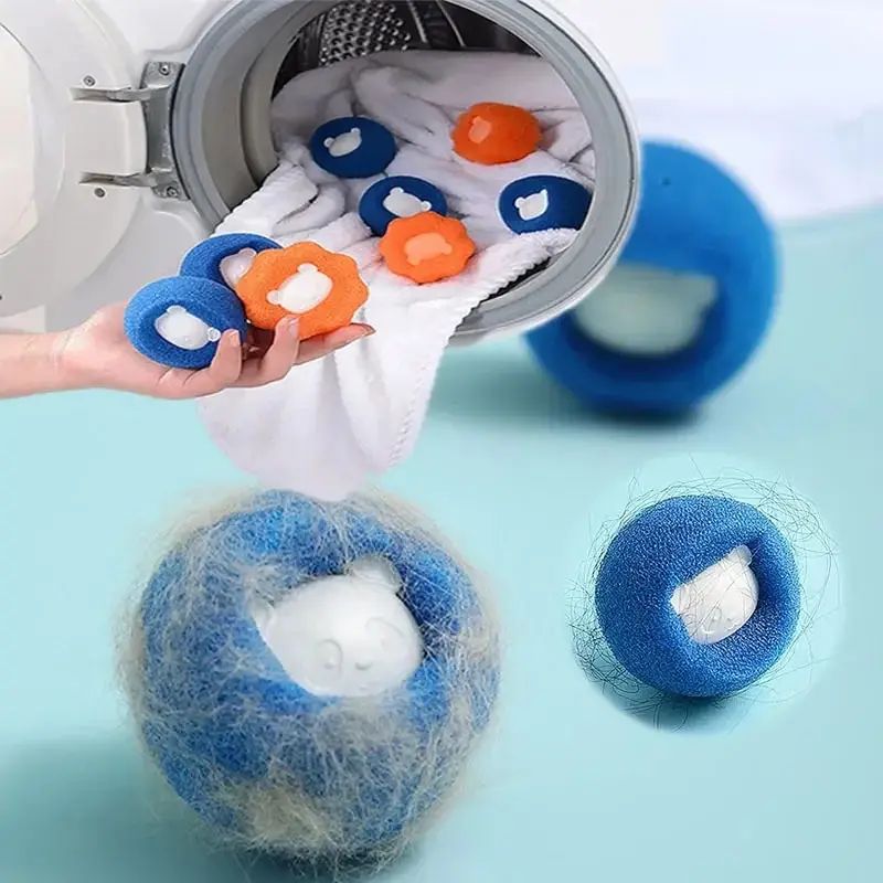 Reusable Pet Hair Remover Laundry Balls Washing Machine Fur & Lint Catchers blue 5pc